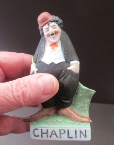 1920s Antique Porcelain Match Holder by Schafer & Vater. CHARLIE CHAPLIN