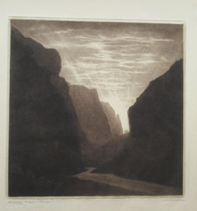 Alfred Richard Blundell (1883 - 1968). Stunning MEZZOTINT View of Cheddar Gorge