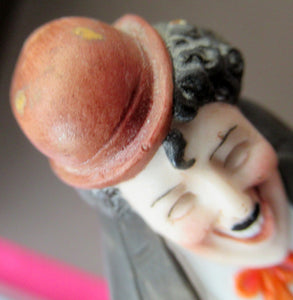 1920s Antique Porcelain Match Holder by Schafer & Vater. CHARLIE CHAPLIN