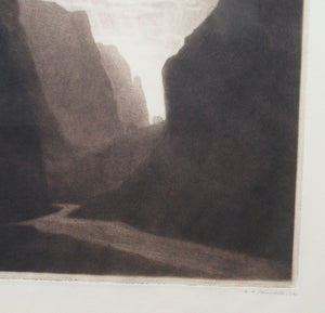 Alfred Richard Blundell (1883 - 1968). Stunning MEZZOTINT View of Cheddar Gorge