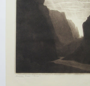 Alfred Richard Blundell (1883 - 1968). Stunning MEZZOTINT View of Cheddar Gorge