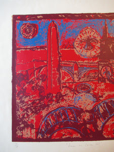 Paul Furneaux Demon on Calton Hill Screenprint Signed and Dated 1987