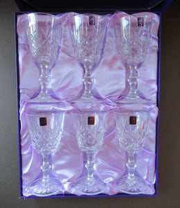 Boxed Set of Six Edinburgh Crystal Goblets. 1980s Lomond Pattern