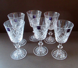 Boxed Set of Six Edinburgh Crystal Goblets. 1980s Lomond Pattern