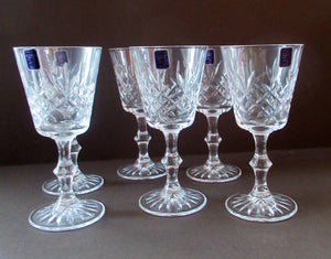 Boxed Set of Six Edinburgh Crystal Goblets. 1980s Lomond Pattern