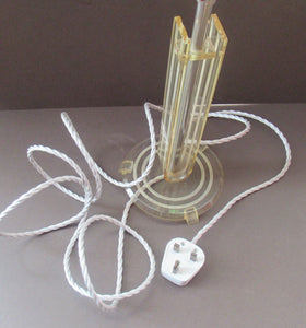 1930s Art Deco Table Lamp Geometric Clear Perspex with Glass Globe Shade