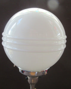 1930s Art Deco Table Lamp Geometric Clear Perspex with Glass Globe Shade