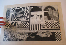 Load image into Gallery viewer, Scottish Art Peter Dworok Surreal Interior 1970s Drawing
