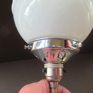 1930s Art Deco Table Lamp Geometric Clear Perspex with Glass Globe Shade