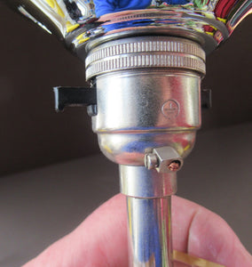 1930s Art Deco Table Lamp Geometric Clear Perspex with Glass Globe Shade
