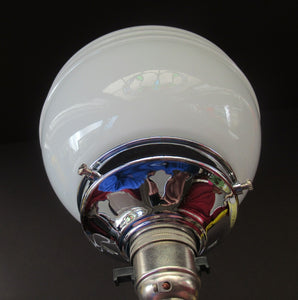1930s Art Deco Table Lamp Geometric Clear Perspex with Glass Globe Shade
