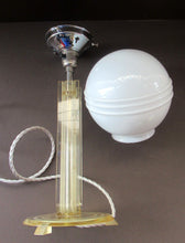Load image into Gallery viewer, 1930s Art Deco Table Lamp Geometric Clear Perspex with Glass Globe Shade
