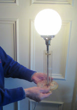 Load image into Gallery viewer, 1930s Art Deco Table Lamp Geometric Clear Perspex with Glass Globe Shade
