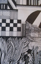 Load image into Gallery viewer, Scottish Art Peter Dworok Surreal Interior 1970s Drawing
