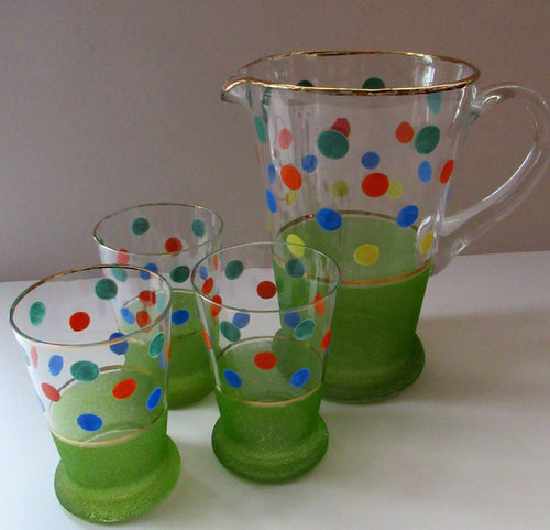 1950s Polka Dot Glass Lemonade Set