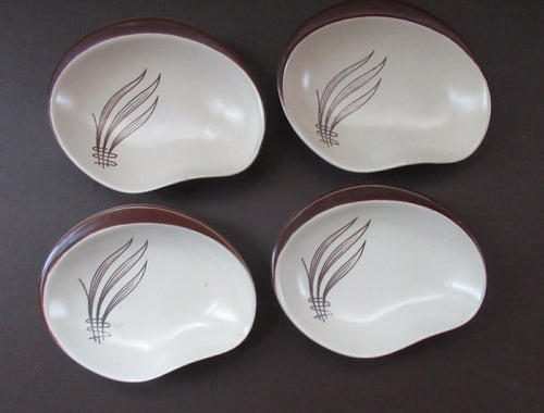 Carlton Ware Small Plates 1950s Brown Windswept Pattern