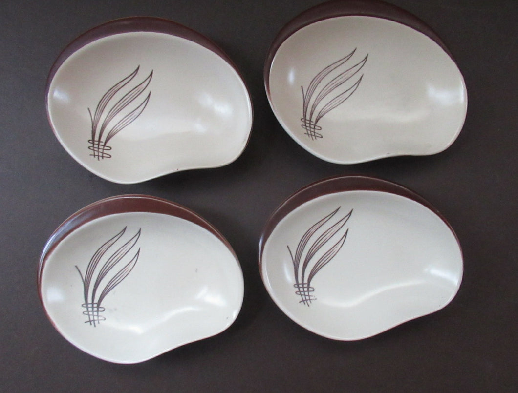 Carlton Ware Small Plates 1950s Brown Windswept Pattern