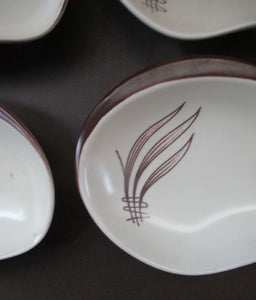 Carlton Ware Small Plates 1950s Brown Windswept Pattern