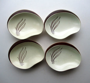 Carlton Ware Small Plates 1950s Brown Windswept Pattern