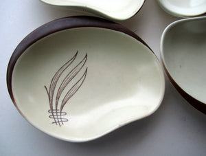Carlton Ware Small Plates 1950s Brown Windswept Pattern