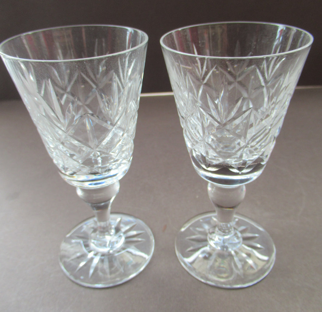 1960s Matching Pair of Glenshee Edinburgh Crystal Sherry Glasses
