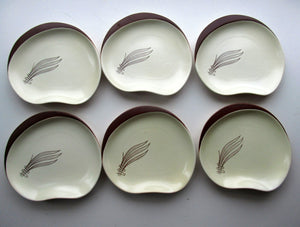 Carlton Ware Medium Plates 1950s Brown Windswept Pattern