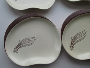 Carlton Ware Medium Plates 1950s Brown Windswept Pattern