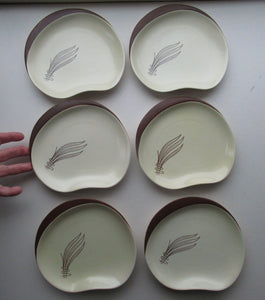 Carlton Ware Medium Plates 1950s Brown Windswept Pattern