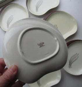 Carlton Ware Medium Plates 1950s Brown Windswept Pattern