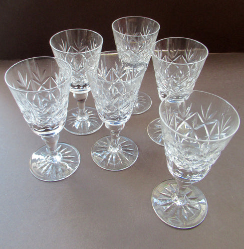 Set of Six Edinburgh Crystal Glenshee Sherry Glasses Vintage 1960s