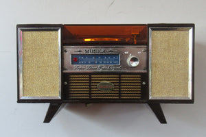 Kitsch 1960s Musical Japanese Jewellery Box: Radiogram Shape