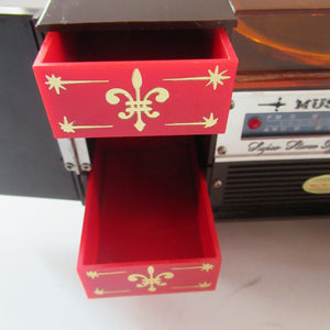 Kitsch 1960s Musical Japanese Jewellery Box: Radiogram Shape