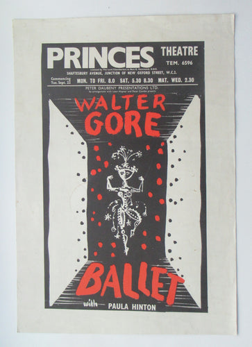 1950s Princes Theatre Ballet Poster for the Walter Gore Ballet