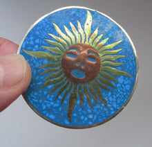 Load image into Gallery viewer, Fabulous Large SUN FACE BROOCH Vintage Mexican Silver
