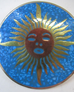 Fabulous Large SUN FACE BROOCH Vintage Mexican Silver