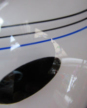 Load image into Gallery viewer, Kosta Boda Swedish Glass Vase. White Sommerso with Ribbon Trails. Signed Tinback 48252
