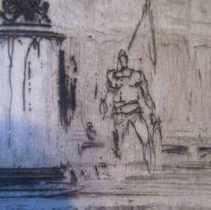LISTED ARTIST: William Walcot (1874 - 1943). Large Etching entitled "The Atrium to a House of a Patrician, Rome". Signed in Pencil