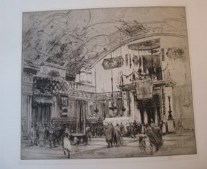 LISTED ARTIST: William Walcot (1874 - 1943). Large Etching entitled "The Atrium to a House of a Patrician, Rome". Signed in Pencil