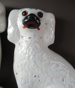 Victorian Antique Staffordshire Chimney Spaniels or Wally Dugs. 1880s PAIR