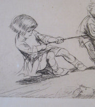 Load image into Gallery viewer, 1923 Eileen Sopper Tug of War Pencil Signed Etching
