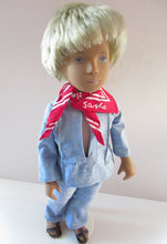 Load image into Gallery viewer, Vintage 1970s Sasha Doll Gregor in Denim Outfit. Original Tag
