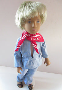 Vintage 1970s Sasha Doll Gregor in Denim Outfit. Original Tag