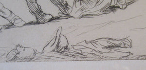 1923 Eileen Sopper Tug of War Pencil Signed Etching