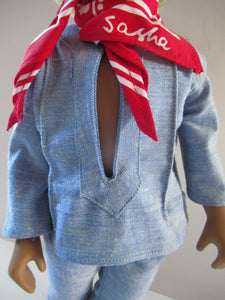 Vintage 1970s Sasha Doll Gregor in Denim Outfit. Original Tag