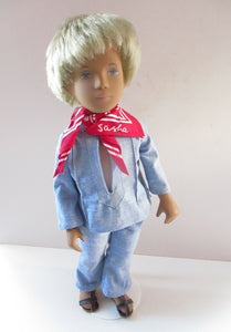 Vintage 1970s Sasha Doll Gregor in Denim Outfit. Original Tag