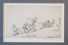 Load image into Gallery viewer, 1923 Eileen Sopper Tug of War Pencil Signed Etching
