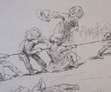 Load image into Gallery viewer, 1923 Eileen Sopper Tug of War Pencil Signed Etching

