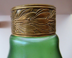 Stolzle Czech Art Glass Vase with Mistletoe Collar. Loetz Style