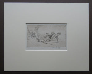 Eileen Soper Drypoint Etching Go Cart Rate 1920s Pencil Signed