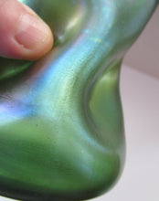 Load image into Gallery viewer, Stolzle Czech Art Glass Vase with Mistletoe Collar. Loetz Style
